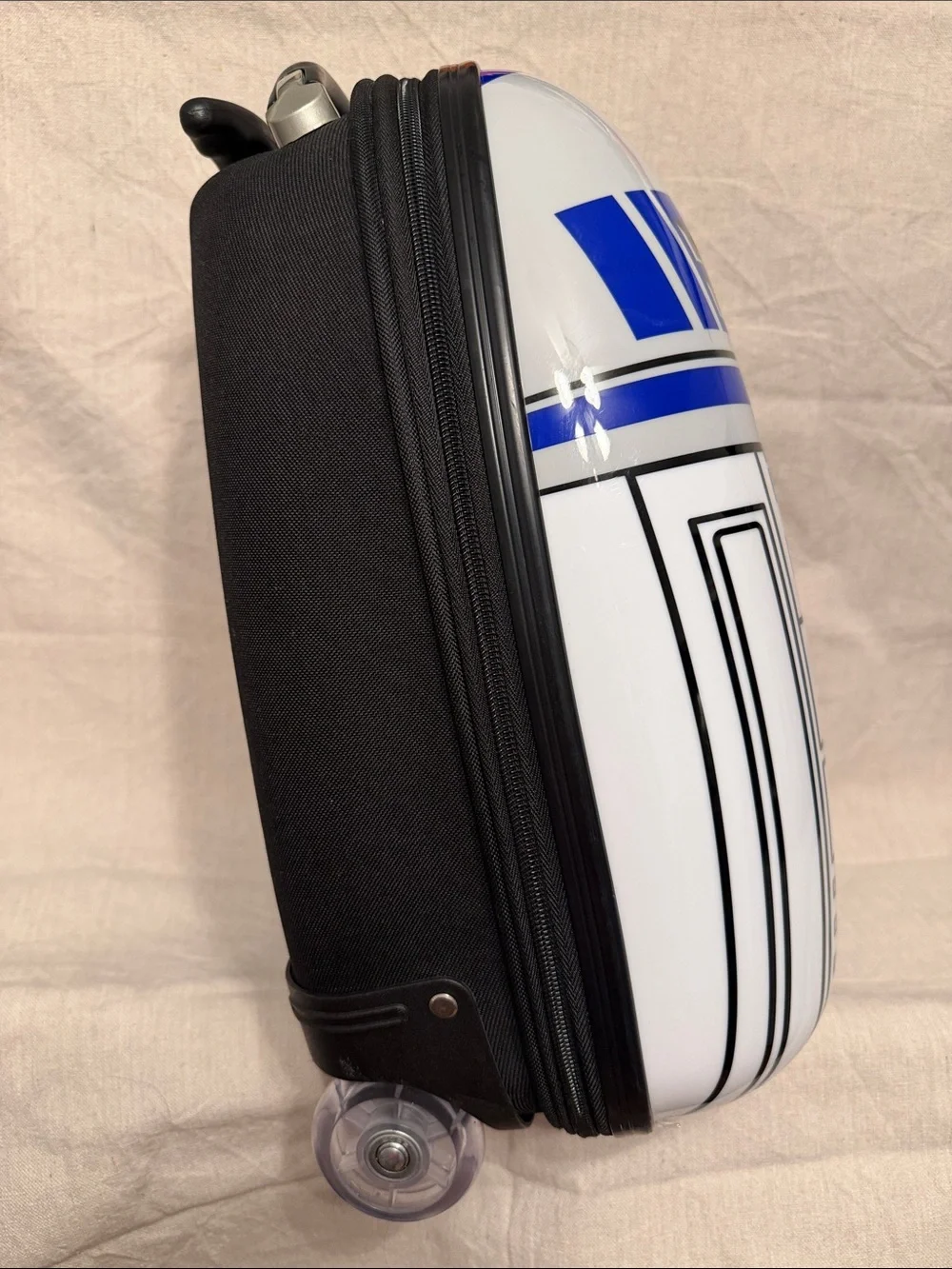 R2-D2 Inspired Decorative Accent - White and Blue Hardshell Suitcase with Wheels